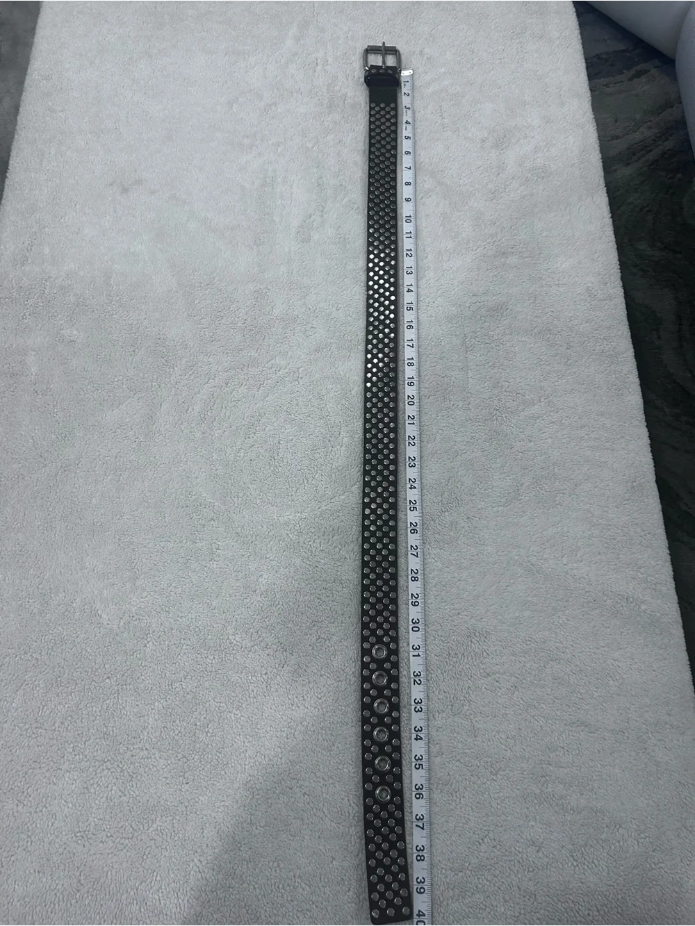 Express Genuine Leather Studded Belt Black Silver Studs Medium NWT $42